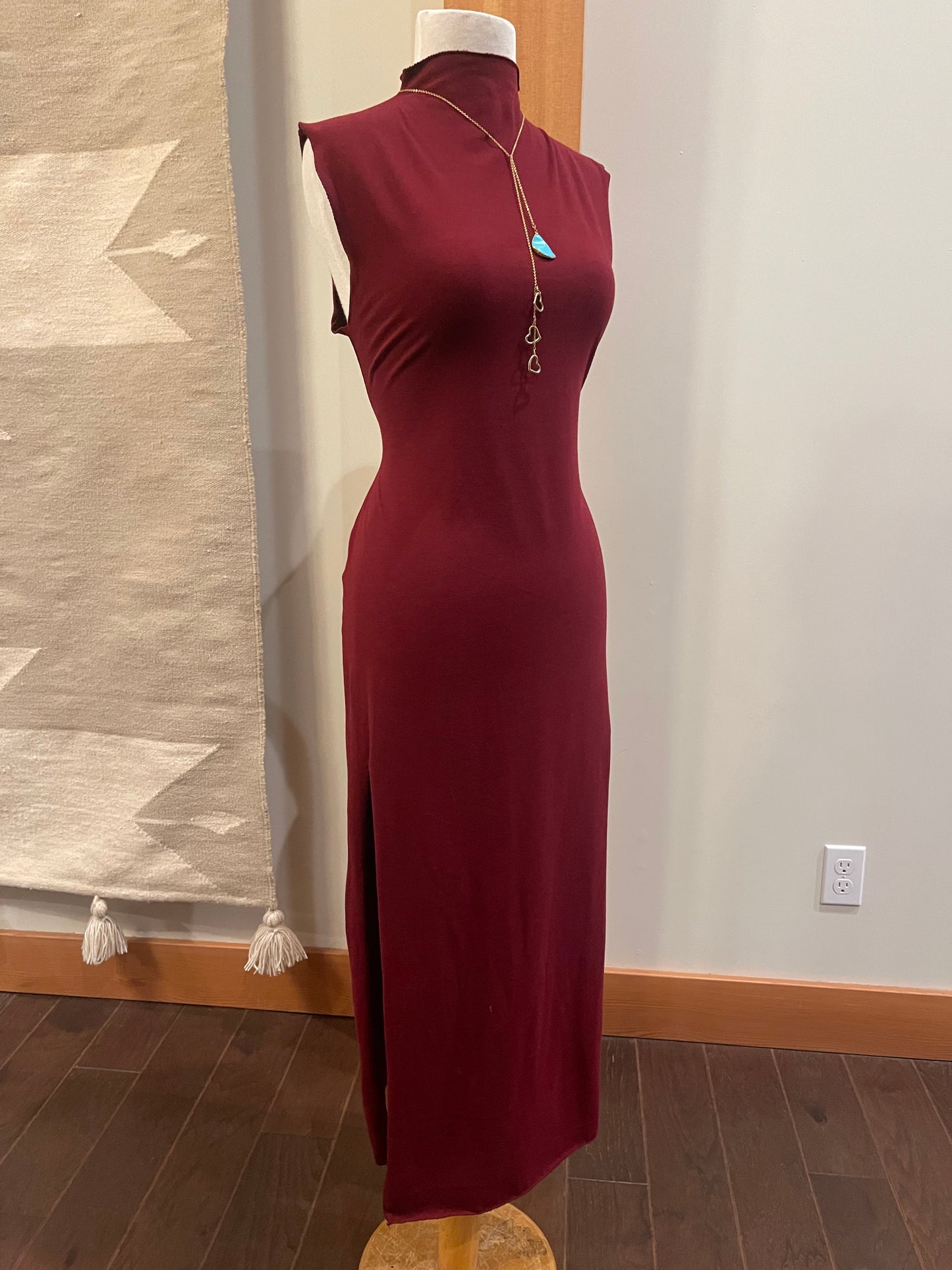 Mock Neck Maxi Dress with Slits